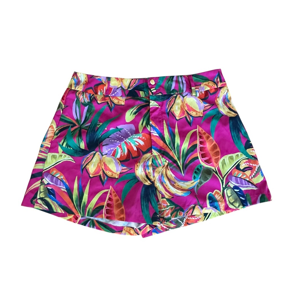 SHEIN Pink Tropical High Waist Shorts